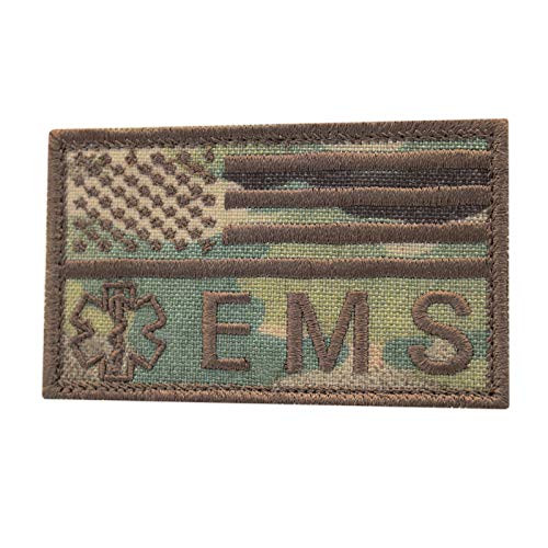 LEGEEON Multicam American EMS Medic 2x3-25 Paramedic MED EMT USA Flag Morale Tactical Hook-and-Loop Cap Patch