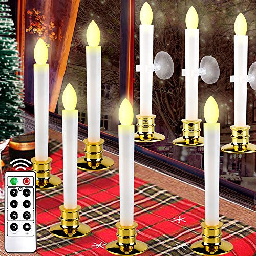 Christmas Window Candles with Timer Remote Battery Operated Candles LED Candle Lights Christmas Decorations Electric Candles Window Lights Flameless T