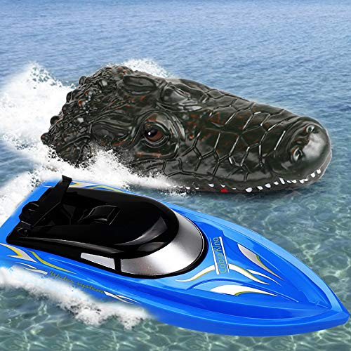 Micnaron Simulation Crocodile Head RC Boat Electric 2-4G Remote Control Racing Boat?Crocodile Head Spoof Toy Animal Party Toys for Pool Pond Garden
