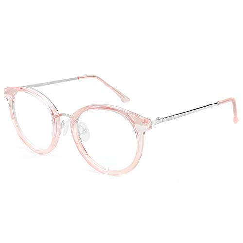 Blue Light Blocking Glasses Women  Gaming Computer Reading Fake Glasses for Women Men Non Prescription Anti Eyestrain Blue Ray -Transparent Pink-