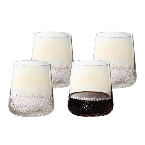 Bliss wine Iridescent Handmade Radiance Dof- 16 OZ Drinking Glass  Set of 4 For Everyday and Entertaining