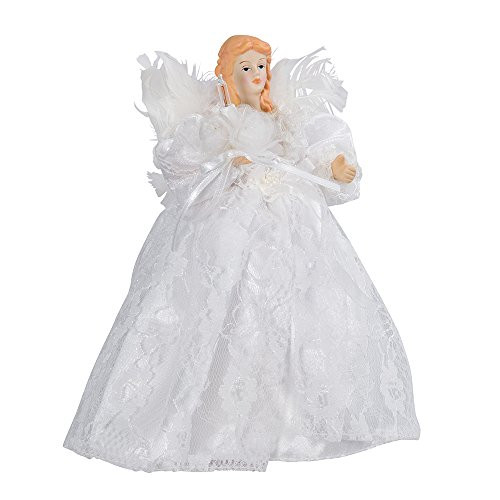 Kurt Adler 10-Light 9-Inch White Angel Treetop Kurt Adler 10-Light 9-Inch White Angel Treetop