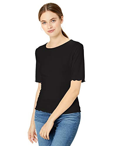 Jack by BB Dakota Juniors Flare to Dream Rib Knit Short Sleeve  Black  Large