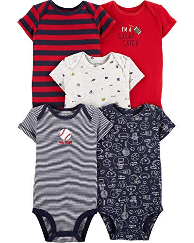 Carters Baby Boys 5 Pack Bodysuit Set  Sports  6 Months