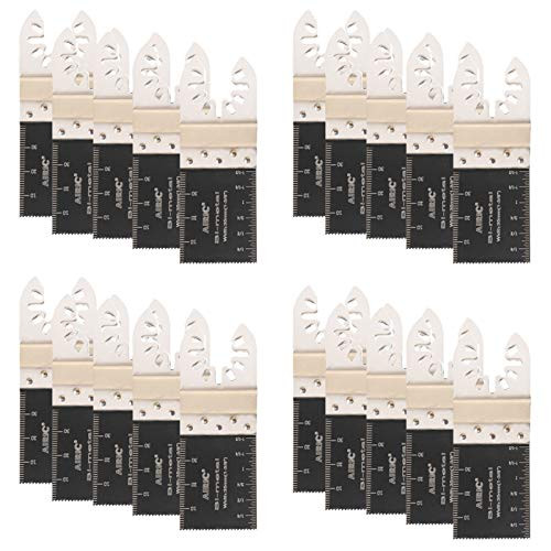 AIRIC 20pcs Bi-Metal Oscillating Tool Blades Multitool Quick Release Oscillating Saw Blades  Fits Fein Multimaster  Porter-Cable  BlackandDecker  Bosch