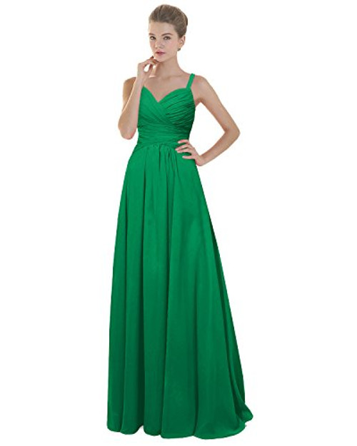 A-Line Long Chiffon Evening Prom Party Gown for Women Wedding Bridesmaid Dresses -Emerald-8- A-Line Long Chiffon Evening Prom Party Gown for Women Wedding Bridesmaid Dresses -Emerald-8-
