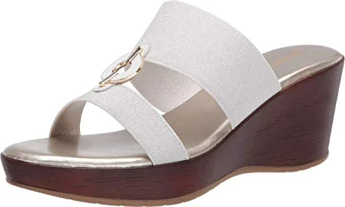 Anne Klein Hadya Wedge Sandal White 9 M