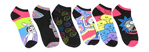 Rick and Morty Neon Characters 6 Pair Pack Lowcut Womens Socks Rick and Morty Neon Characters 6 Pair Pack Lowcut Womens Socks