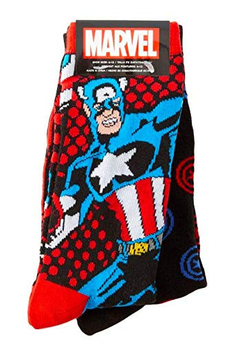 Captain America Marvel Novelty Socks -2 Pairs- Shoe Size 6-12 Mens
