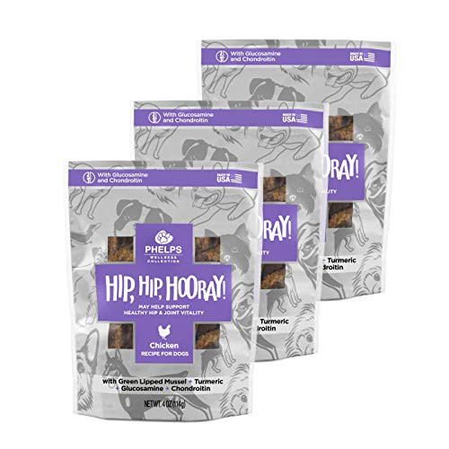 Phelps Wellness Collection Hip  Hip  Hooray Joint Health Chicken Recipe Dog Treats 3 Pack 4-5 oz