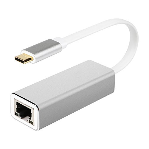 USB-C Gigabit Ethernet Network Adapter, 10/100/1000 Mbps Compatible Aluminum Portable RJ45 Network Converter, for MacBook Pro, XPS, ChromeBook Pixel and More (Silver)