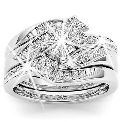 Brishow 18K Engagement Rings Fashion Ring Promise Eternity Wedding Bands Bridal Ring Set For Women and Man Anniversary Cubic Zirconia CZ Ring US Code6