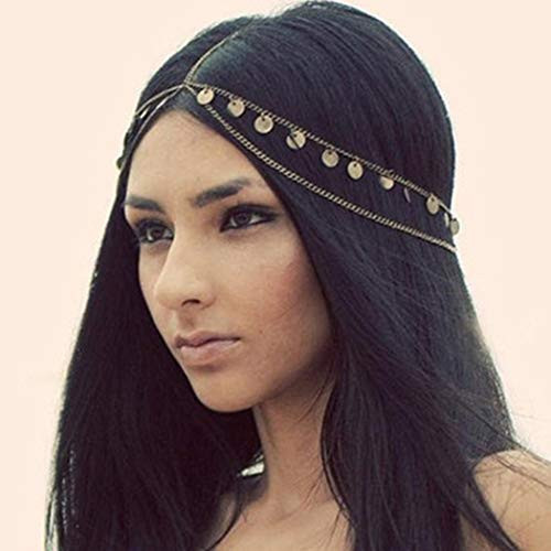 Fdesigner Boho Gold Hair Chain Sequins Headband Festival Wedding Layered Head Chain Headpiece Hair Jewelry for Women and Girls Fdesigner Boho Gold Hair Chain Sequins Headband Festival Wedding Layered Head Chain Headpiece Hair Jewelry for Women and Girls