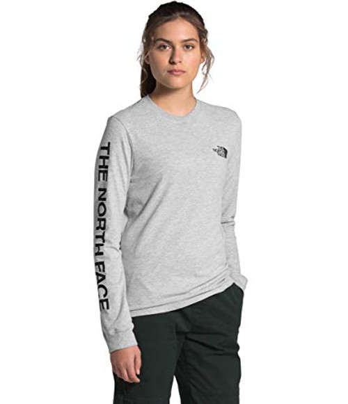 The North Face Womens L-S Brand Proud Tee  TNF Light Grey Heather-TNF Black  L