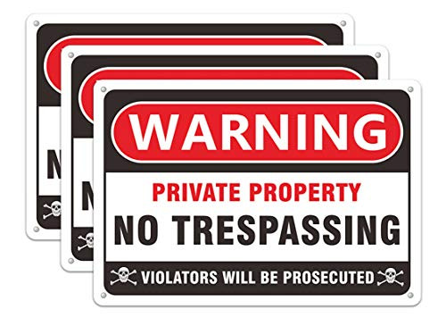 3 Pack No Trespassing Sign Private Property Violators Will Be Prosecuted 10x 7 Metal Warning Signs Weather Resistant -04 Aluminum