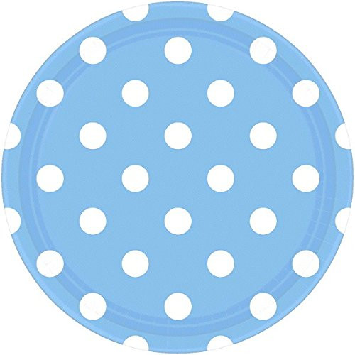Pastel Blue Dots Round Plates | 8 Ct. | 9"