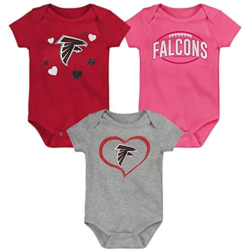 Outerstuff NFL Atlanta Falcons 3 Pack Bodysuits Girls -Pink 0-3 Month- Outerstuff NFL Atlanta Falcons 3 Pack Bodysuits Girls -Pink 0-3 Month-