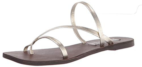 Steve Madden Womens Janessa Flat Sandal  Gold Leather  8