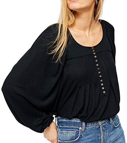 Free People Devin Top Black MD -Womens 8-10-
