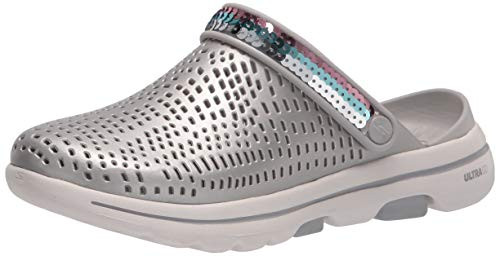 Skechers Womens Cali Gear Clog  Silver 9