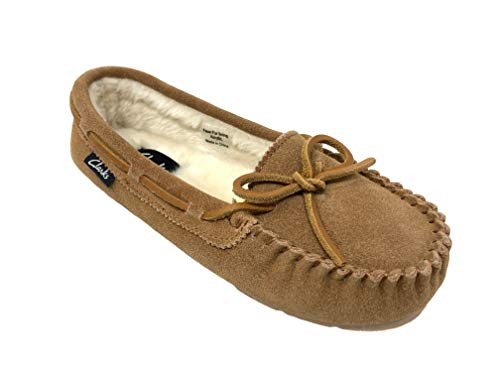 Clarks Womens Suede Moc Indoor and Outdoor Slipper -9 M US  Cognac-