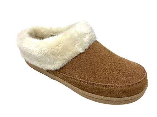 Clarks Womens Faux Fur Clog Indoor and Outdoor Slipper -9 M US  Cognac-