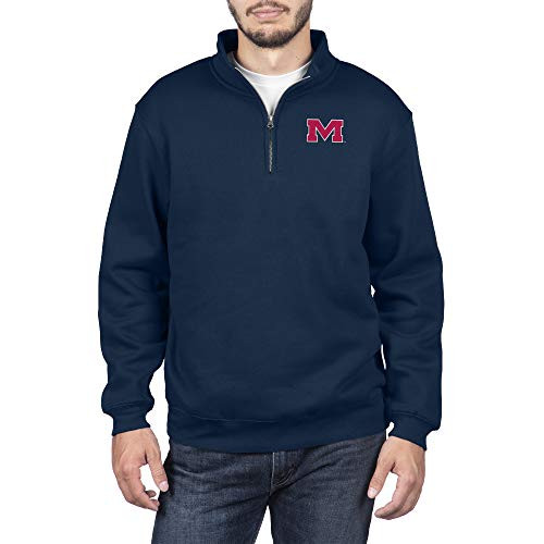 Top of the World Mississippi Old Miss Rebels Mens Team Color Classic Quarter Zip Pullover  Large