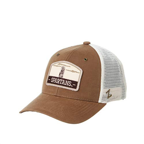 Zephyr NCAA Michigan State Spartans Mens Tempe Trucker Hat  Coffee-Off White  Adjustable