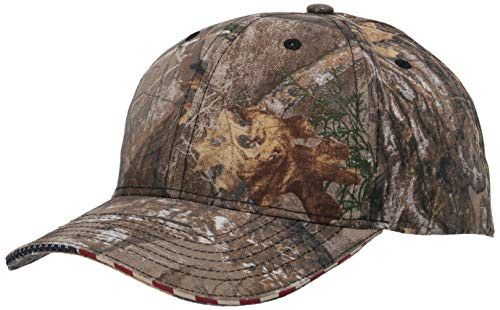 Marky G Apparel Camo Cap with Flag Sandwich Visor  Realtree Edge  Adjusta