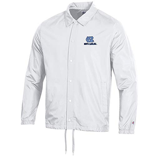 Champion UNC Tar Heels NCAA Mens White Classic Coaches Jacket -Medium White- Champion UNC Tar Heels NCAA Mens White Classic Coaches Jacket -Medium White-