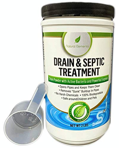 Natural Elements Drain and Septic Treatment - Enzyme and Bacteria Drain Cleaner and Clog Remover - 2 Lb