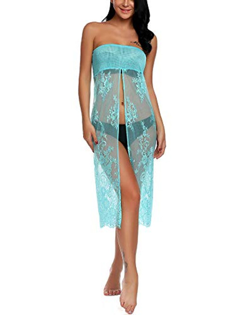 ADOME Women Lingerie Lace Babydoll Strap Chemise Sexy V Neck Sleepwear Green ADOME Women Lingerie Lace Babydoll Strap Chemise Sexy V Neck Sleepwear Green