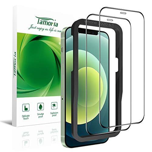Tamoria 2 Pack Diamond Clear Screen Protector Compatible with iPhone 12 - iPhone 12 Pro 6-1 Inch Tempered Glass Silk-Edge Full-Screen Coverage Accesso