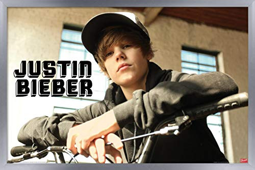 Trends International Justin Bieber - Bike Wall Poster  14-725 x 22-375  Silver Framed Version