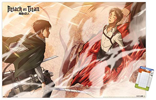 Trends International Attack on Titan - Wind Wall Poster  22-375 x 34  Premium Poster and Mount Bundle
