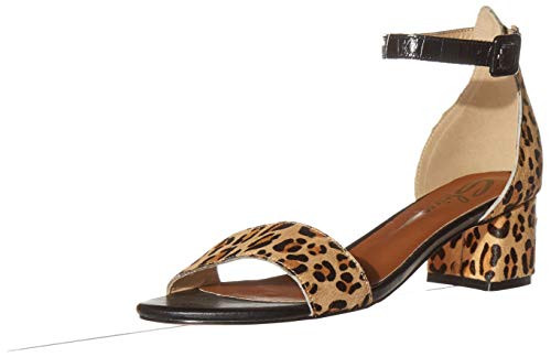 Sbicca Womens Ankle Strap Heeled Sandal  Tan Leopard  9