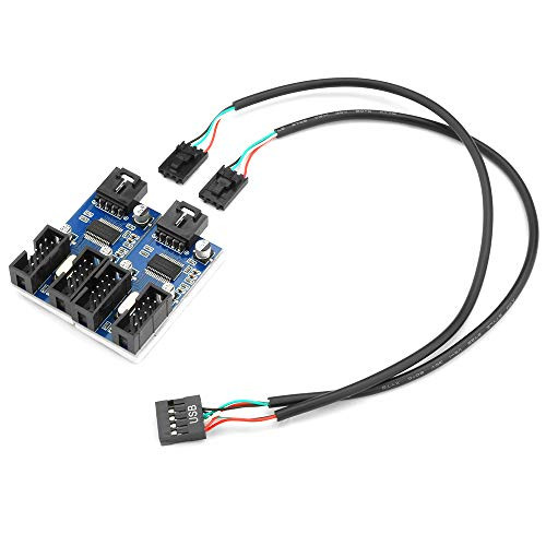 Eletrand Motherboard USB2-0 9 Pin USB Header Male 1 to 2 Female Extension Splitter Cable 0-3m  USB 2-0 9 Pin Connector Adapter