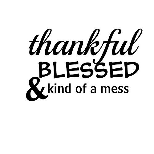 Thankful Blessed and Kind of A Mess Funny NOK Decal Vinyl Sticker -Cars Trucks Vans Walls Laptop-Black-5-5 x 3-5 in-NOK1197