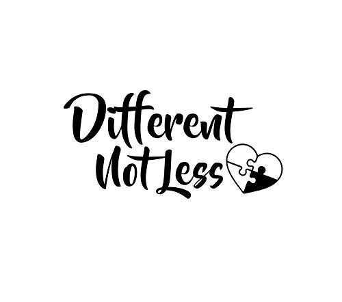 Different Not Less Autism Puzzle Heart NOK Decal Vinyl Sticker -Cars Trucks Vans Walls Laptop-Black-7-5 x 4-0 in-NOK1255