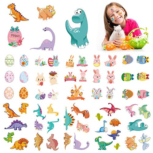 15 Sheets New Style Dinosaur Easter Tattoos Dinosaur Bunny Chicken Tattoos For Easter Egg Hunt  Bunny Egg Dinosaur Temporary Party Favors Gifts?Easter