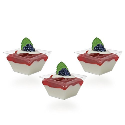 Posh Setting Mini Collection  Mini Angled Square Bowl  Heavyweight Clear Plastic  Elegant Disposable 1-5oz Square Bowl- -24 CT-