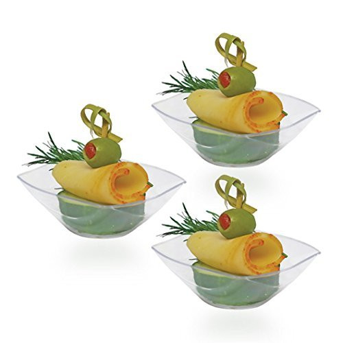 Posh Setting Mini Collection  Mini Wave Shaped Bowl  Heavyweight Clear Plastic  Elegant Disposable 1-5oz Wavy Bowl- -24 CT-