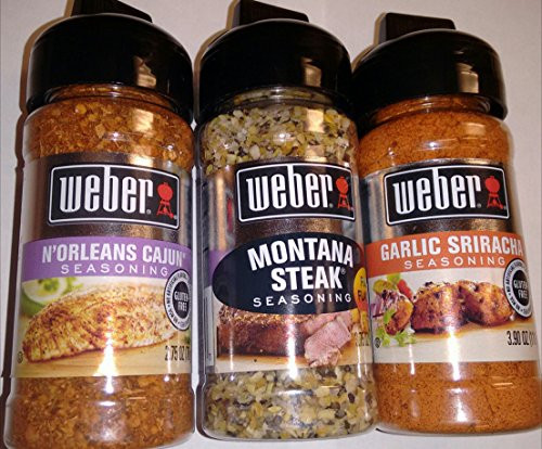 Weber Seasoning Variety 3 Flavor Pack 2-5 oz - NOrleans Cajun - Montana Steak - Garlic Sriracha