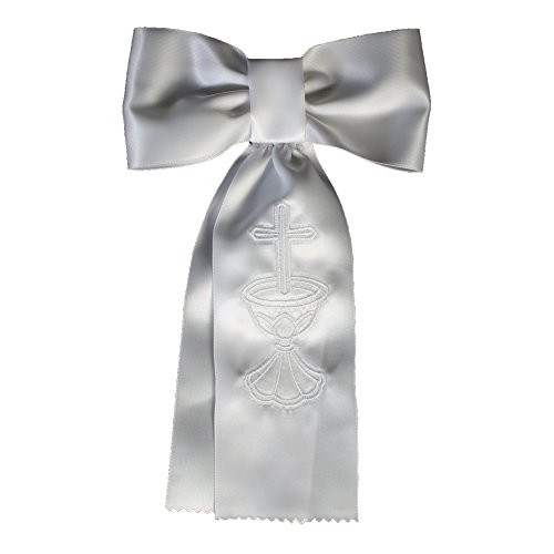 Lito Boys White Embroidered Cross Chalice First Communion Arm Band