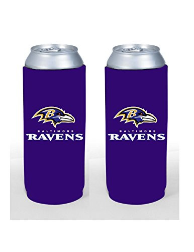 NFL Football 2015 Team Color Logo Tall Boy 24 oz Can Holder Cooler 2-Pack -Baltimore Ravens-