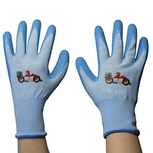 PROMEDIX Teens Gardening Gloves Kids Gardening Gloves Children Nitrile Coated Gardening Gloves -10-14 Years Old-Blue-