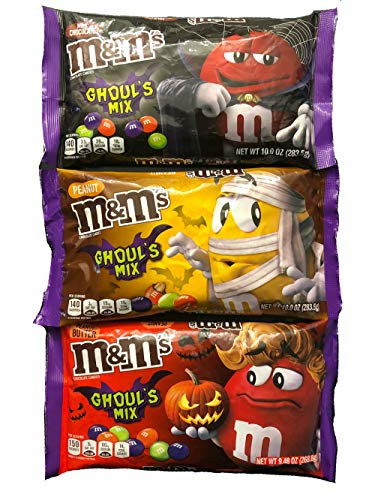 MandMs Ghouls Mix Halloween Candy Assortment Variety Pack - Milk Chocolate  Peanut and Peanut Butter -29-48 oz- -3 Pack-