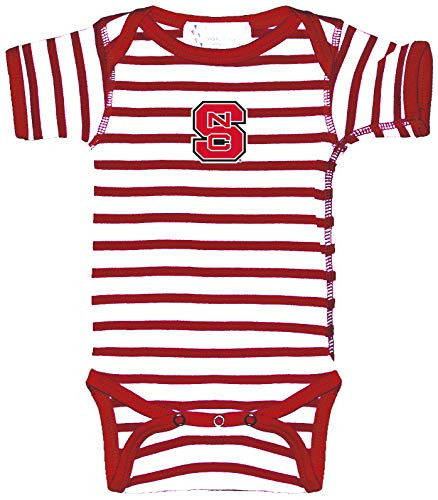 Two Feet Ahead NCAA College Newborn Infant Striped Bodysuit Creeper -0-3 Months  North Carolina State-