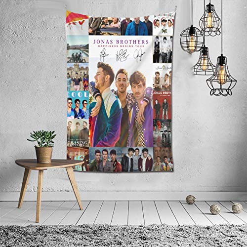 Jo-nas Brothers Tapestry Wall Hanging Art Home Decoration for Ceiling Living Room Dorm Bedroom Kitchen 60x41 Inches