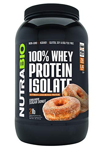 NutraBio 100 Whey Protein Isolate -Cinnamon Sugar Donut  2 Pounds-